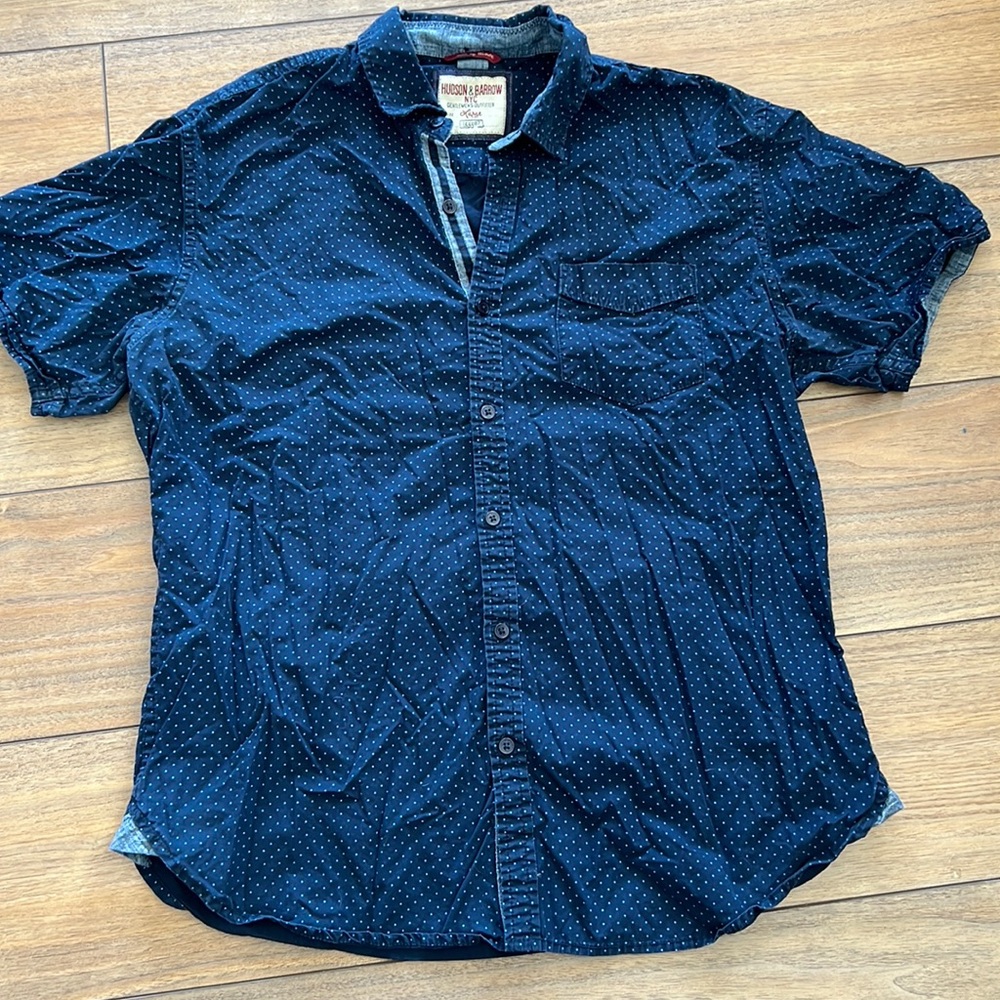 Blue Dot Short Sleeve Button Up